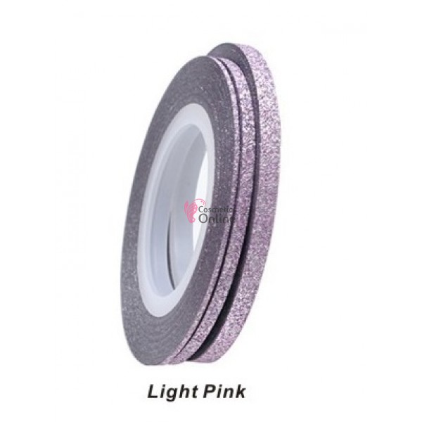 Banda decor pentru unghii cu Sclipici Roz deschis de 1-6mm